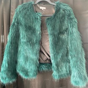 Teal Barney’s New York Faux Fur Coat -W Med